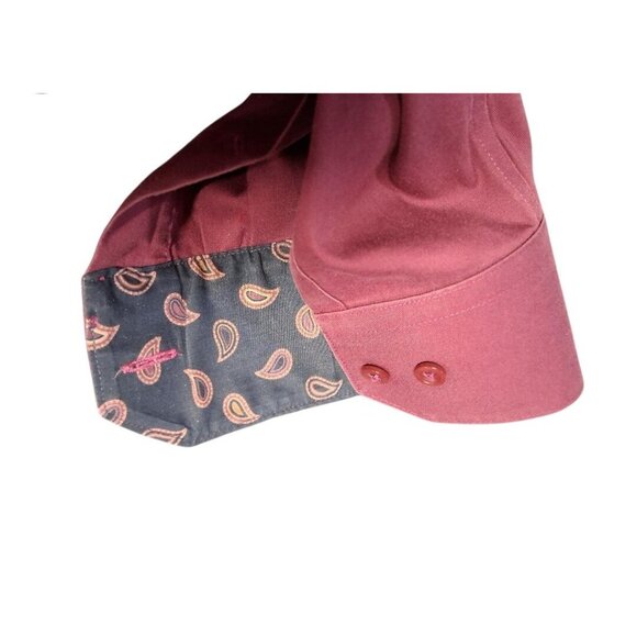 Paul Fredrick Burgundy Dress Shirt Classic Fit Non-Iron 17x33 Paisley Accents Me - Picture 4 of 8